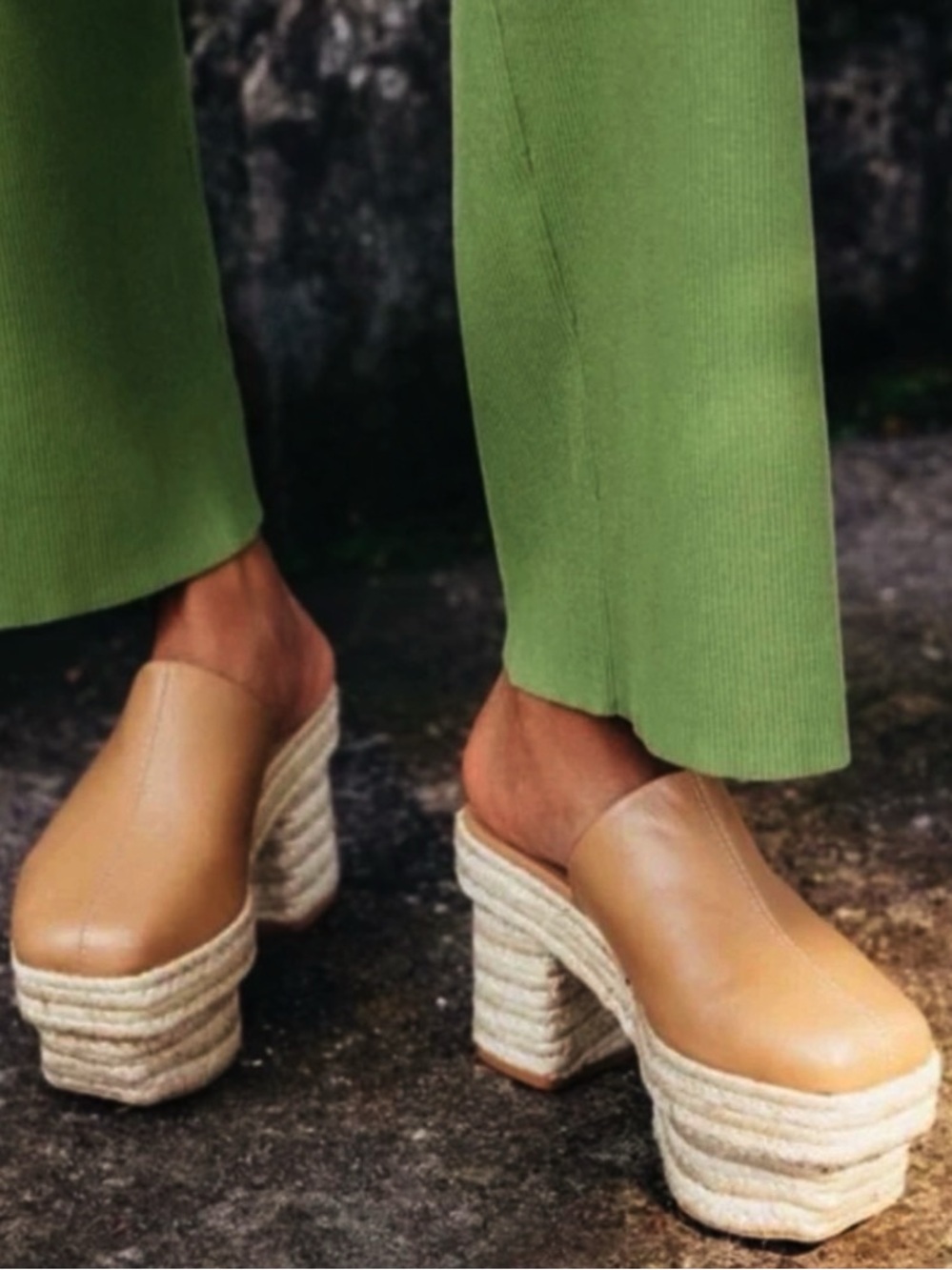 {Cult Gia} Lia Leather Espadrille Platform Mules - Picture 2 of 16